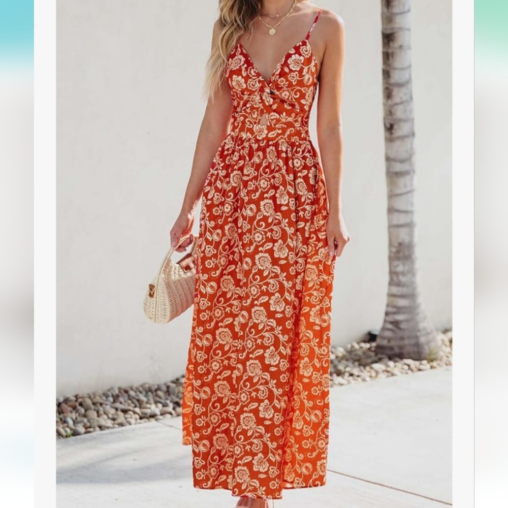 Cupshe Red and White Floral Dress